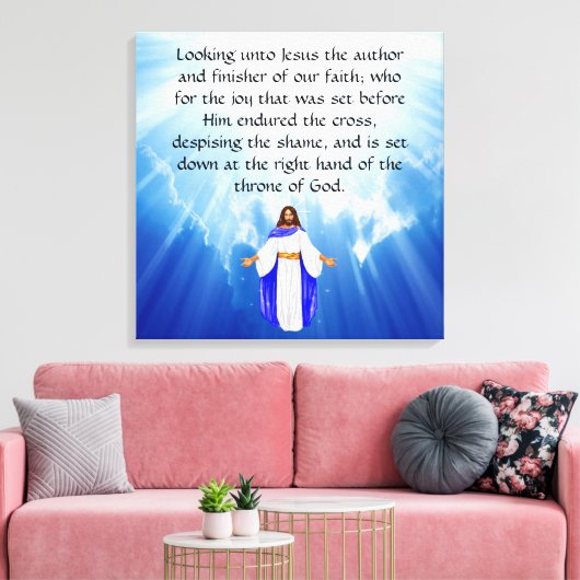 Hebreeën 12:2 canvas afdruk (Insitu (Woonkamer))