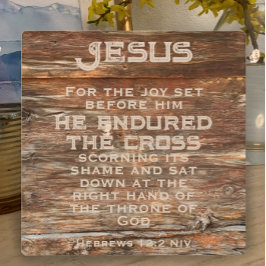 Hebreeën 12:2 Pasen Bijbel Verse Verweerd Hout Fotoplaat