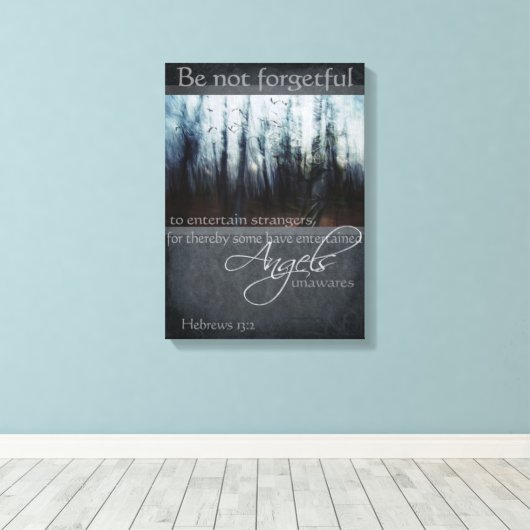 Hebreeën 13:2 Engel Quote verpakt Canvas (Insitu (Houten vloer))
