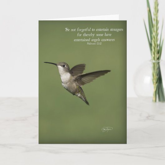 Hebreeën 13:2 Hummingbird Wenskaart Inspiration Kaart (Voorkant)