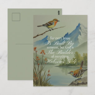 Hebreeën 3:4 God de Bouwer Schriftuur   Christelij Briefkaart