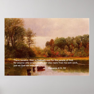 Hebreeën 4: 9 -10, Albert Bierstadt Poster