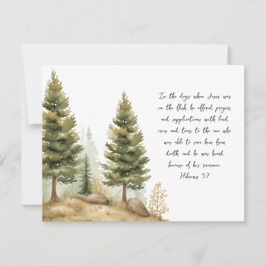 Hebreeën 5:7 Engels Birmees Evergreen Notecard Notitiekaartje (Voorkant)