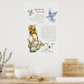Hebreeuw Modeh Ani Morning Prayer Joodse kinderen Poster (Keuken)