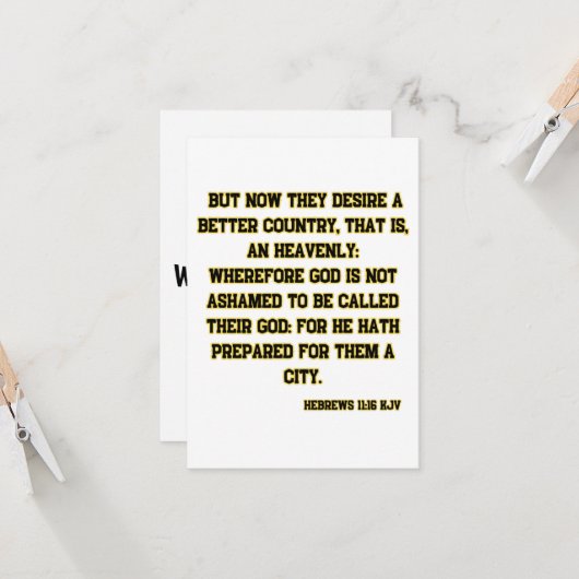 Hebreeuwen 11:16 KJV Bijbelscriptgroet Kaart (Voorkant / Achterkant in situ)