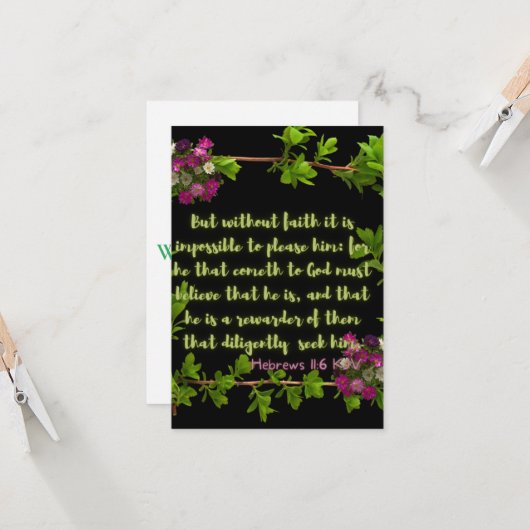 Hebreeuwen 11:6 KJV Bijbel Verse Pic Flat Greeting Kaart (Voorkant / Achterkant in situ)