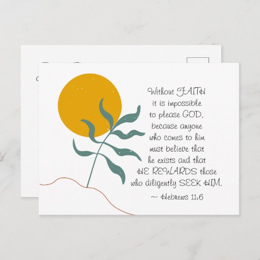 Hebreeuwen 11:6 zonder FAITH onmogelijke God Briefkaart (Voorkant / Achterkant)