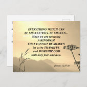Hebreeuwen 12:27-28 ALLES DAT KAN WORDEN GESCHAKT Briefkaart (Voorkant / Achterkant)