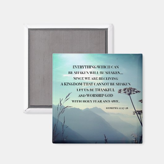 Hebreeuwen 12:27-28 ALLES DAT KAN WORDEN GESCHAKT Magneet (Voorkant / Achterkant)