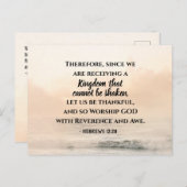 Hebreeuwen 12:28 een Koninkrijk dat niet kan worde Briefkaart (Voorkant / Achterkant)