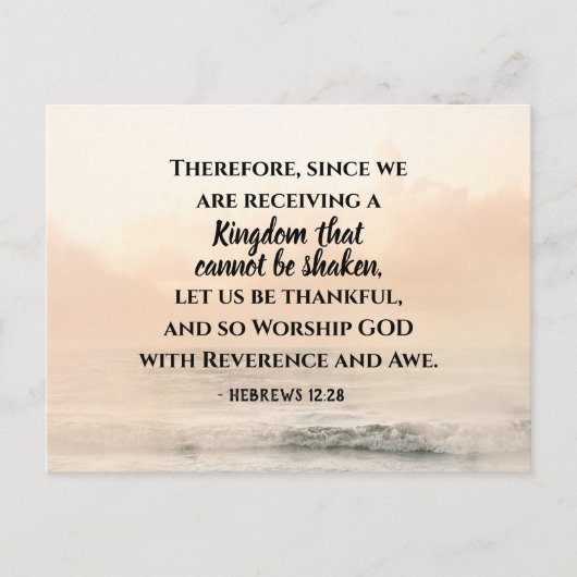 Hebreeuwen 12:28 een Koninkrijk dat niet kan worde Briefkaart (Voorkant)