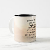 Hebreeuwen 12:28 een Koninkrijk dat niet kan worde Tweekleurige Koffiemok (Voorkant links)