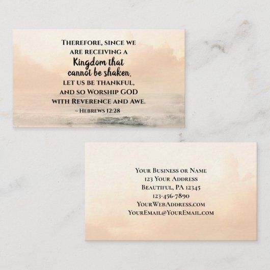 Hebreeuwen 12:28 een Koninkrijk dat niet kan worde Visitekaartje (Voorkant / Achterkant)