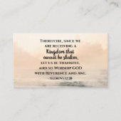 Hebreeuwen 12:28 een Koninkrijk dat niet kan worde Visitekaartje (Voorkant)