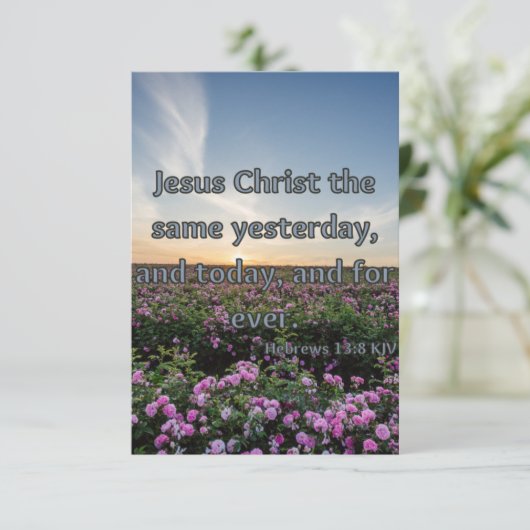 Hebreeuwen 13:8 KJV Bijbelscriptie Pic Flat Greeti Kaart (Staand voorkant)