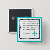 Hebreeuwen 4:16-toets vierkante button 5,1 cm (Voorkant /achterkant)