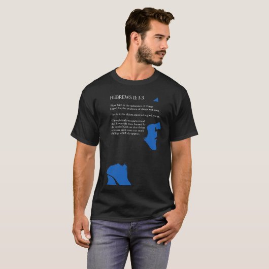 Hebreeuws 11: 1-3 Christelijke Mannen T-shirt (Voorkant volledig)