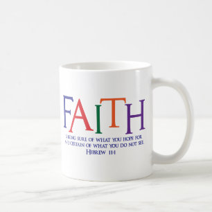 Hebreeuws 11:1, met meerdere kleuren koffiemok