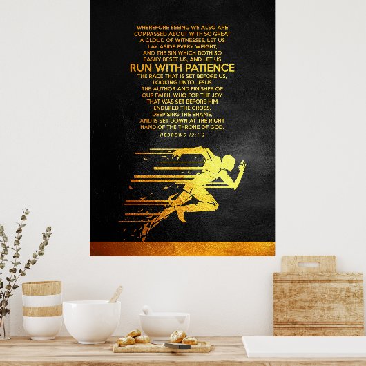 Hebreeuws 12:1-2 Bijbelversie Poster (Keuken)