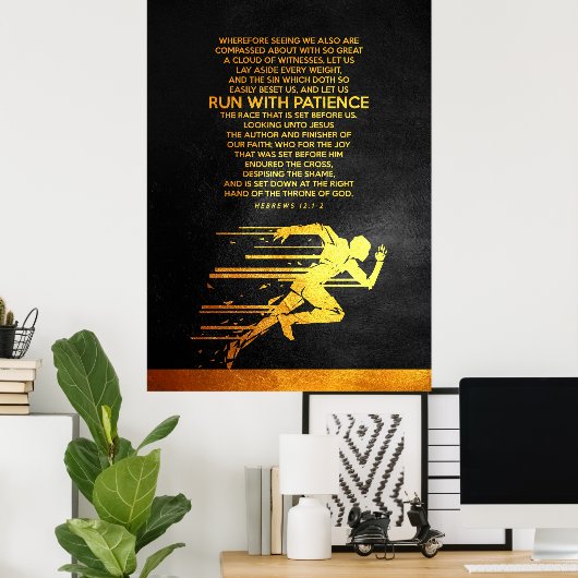 Hebreeuws 12:1-2 Bijbelversie Poster (Thuiskantoor)