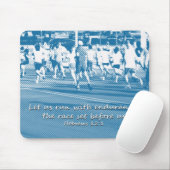 Hebreeuws 12:1 Laten we de race leiden Muismat (Met muis)