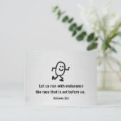 Hebreeuws 12:1 Laten we met duurzaamheid lopen... Briefkaart (Staand voorkant)