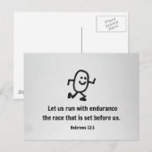 Hebreeuws 12:1 Laten we met duurzaamheid lopen... Briefkaart (Voorkant / Achterkant)
