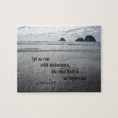 Hebreeuws 12:1 Laten we met duurzaamheid lopen... Legpuzzel (Horizontaal)