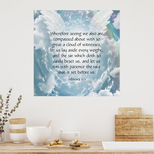 Hebreeuws 12:1 poster (Keuken)