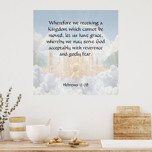 Hebreeuws 12:28 poster (Keuken)