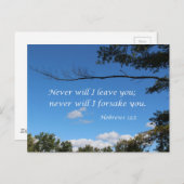 Hebreeuws 13:5 Ik zal je nooit verlaten Briefkaart (Voorkant / Achterkant)