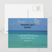 Hebreeuws 13:5 Ik zal je nooit verlaten of in het  Briefkaart (Voorkant / Achterkant)