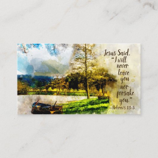 Hebreeuws 13:5 Ik zal je nooit verlaten of in je v Visitekaartje (Voorkant)