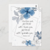 Hebreeuws 13:5 NOOIT zal ik je verlaten Briefkaart (Voorkant / Achterkant)