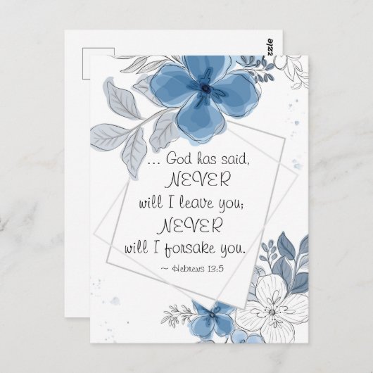 Hebreeuws 13:5 NOOIT zal ik je verlaten Briefkaart (Voorkant / Achterkant)