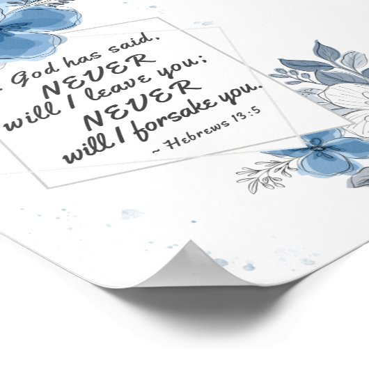 Hebreeuws 13:5 NOOIT zal ik je verlaten Poster (Hoek)