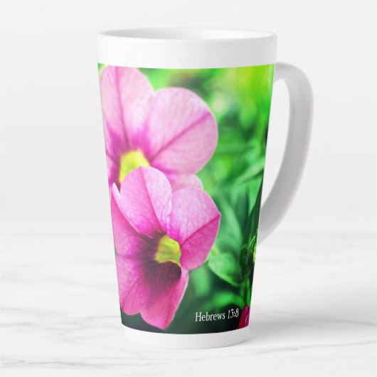 Hebreeuws 13:8 latte mok (Rechterhoek)