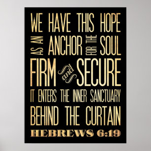 Hebreeuws 16:9-Firm en Secure-Anchor van de Soul Poster