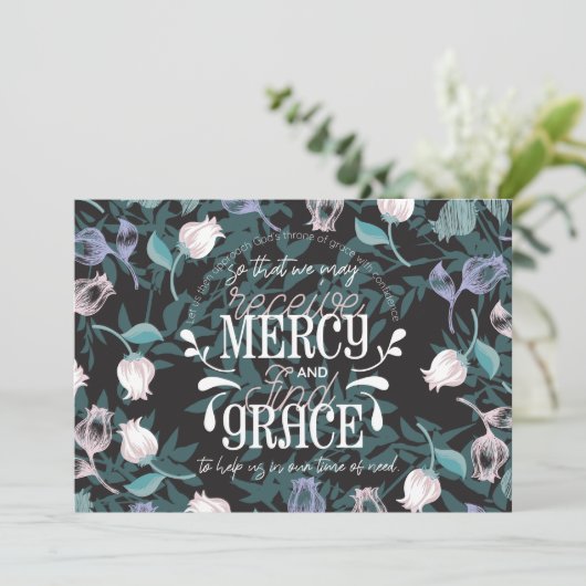 Hebreeuws 4:16 citeert zwarte ver bedankkaart (Staand voorkant)