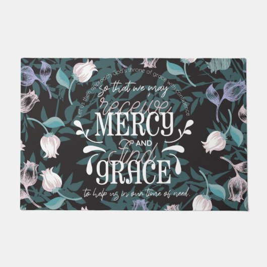 Hebreeuws 4:16 citeert zwarte ver deurmat (Voorkant)