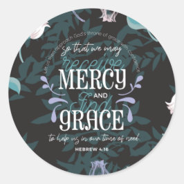 Hebreeuws 4:16 citeert zwarte ver ronde sticker