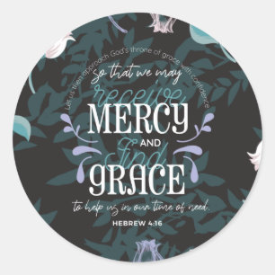 Hebreeuws 4:16 citeert zwarte ver ronde sticker