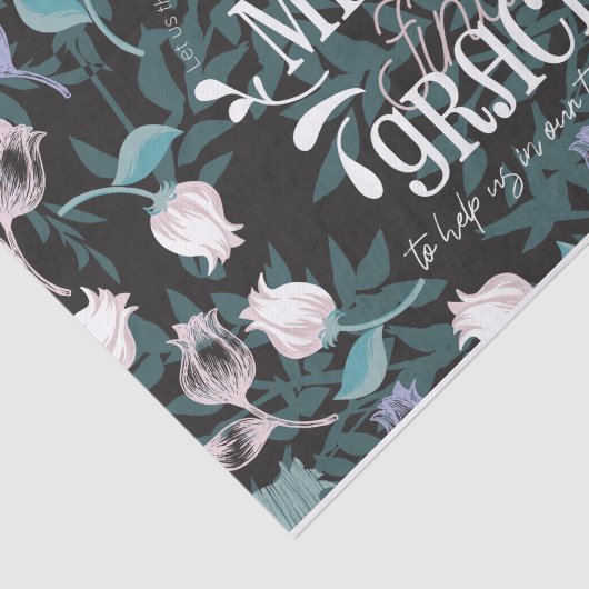 Hebreeuws 4:16 citeert zwarte ver tissuepapier (Detail)