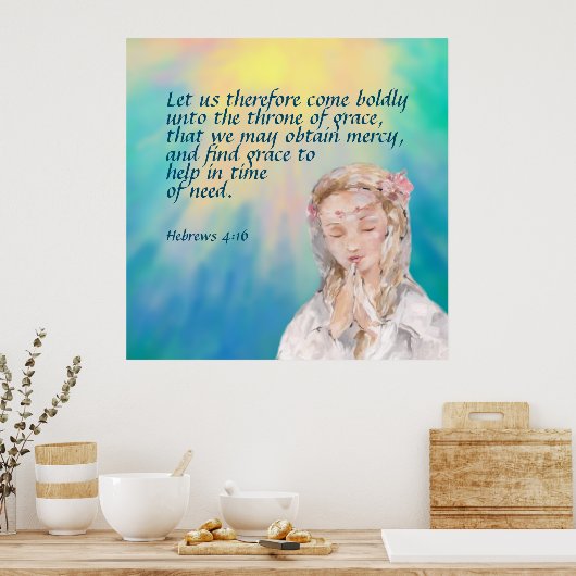 Hebreeuws 4:16 poster (Keuken)