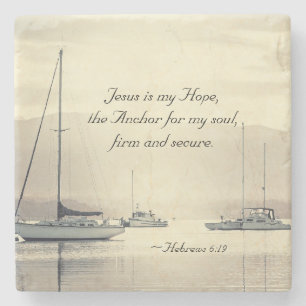 Hebreeuws 6:19 Jesus Anchor voor mijn ziel, Sailbo Stenen Onderzetter
