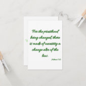 Hebreeuws 7:12 KJV Bijbelverse platte Wenskaart Kaart (Voorkant / Achterkant in situ)