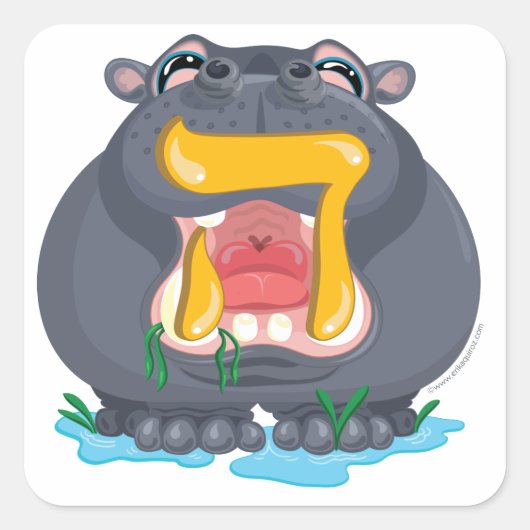 Hebreeuws Aleph Bet (Alphabet) Hippo Sticker (Voorkant)