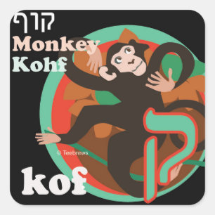 Hebreeuws Aleph-Bet Animal Stickers-Kof Vierkante Sticker