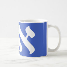 Hebreeuws Aleph Tav Blauw en Wit Koffiemok