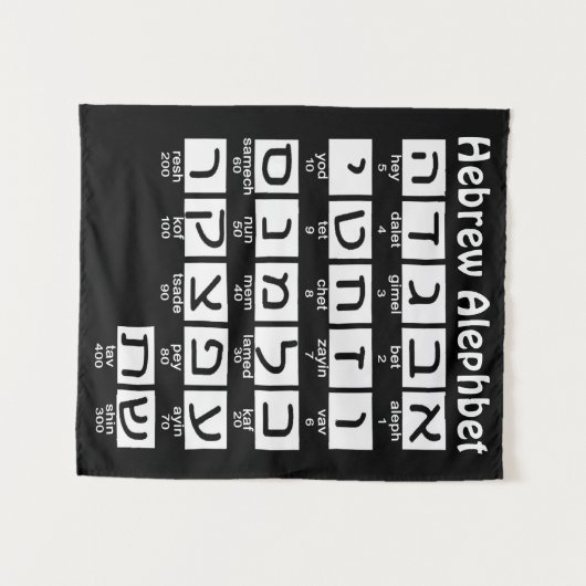 Hebreeuws Alephbet Tapestry Wandkleed (Voorkant (horizontaal))